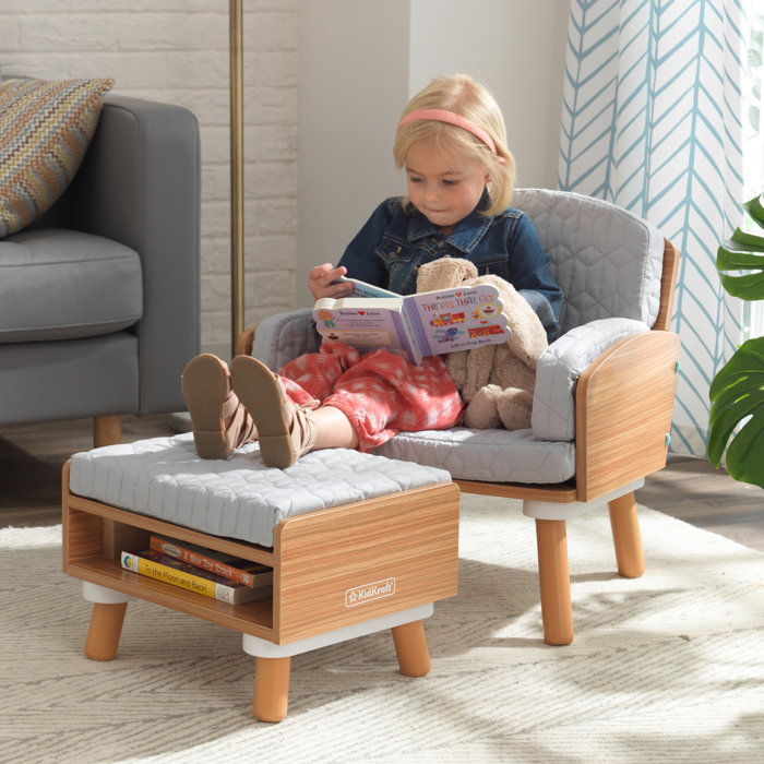KidKraft MidCentury Kids Chair and Ottoman with Storage Compartment & Reviews Wayfair
